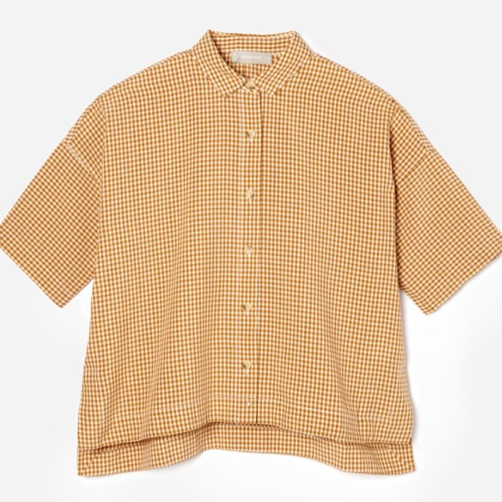 Everlane Drapey Square Gingham Shirt Small EUC